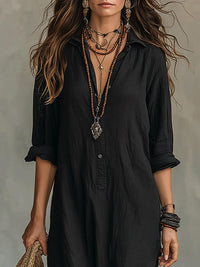 Rosa Button Front Maxi Shirt Dress