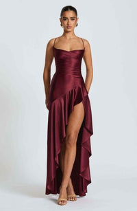 Rosalyn Satin Ruffle Hem Maxi Dress