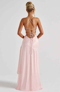 Rosalyn Satin Ruffle Hem Maxi Dress