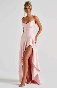 Rosalyn Satin Ruffle Hem Maxi Dress