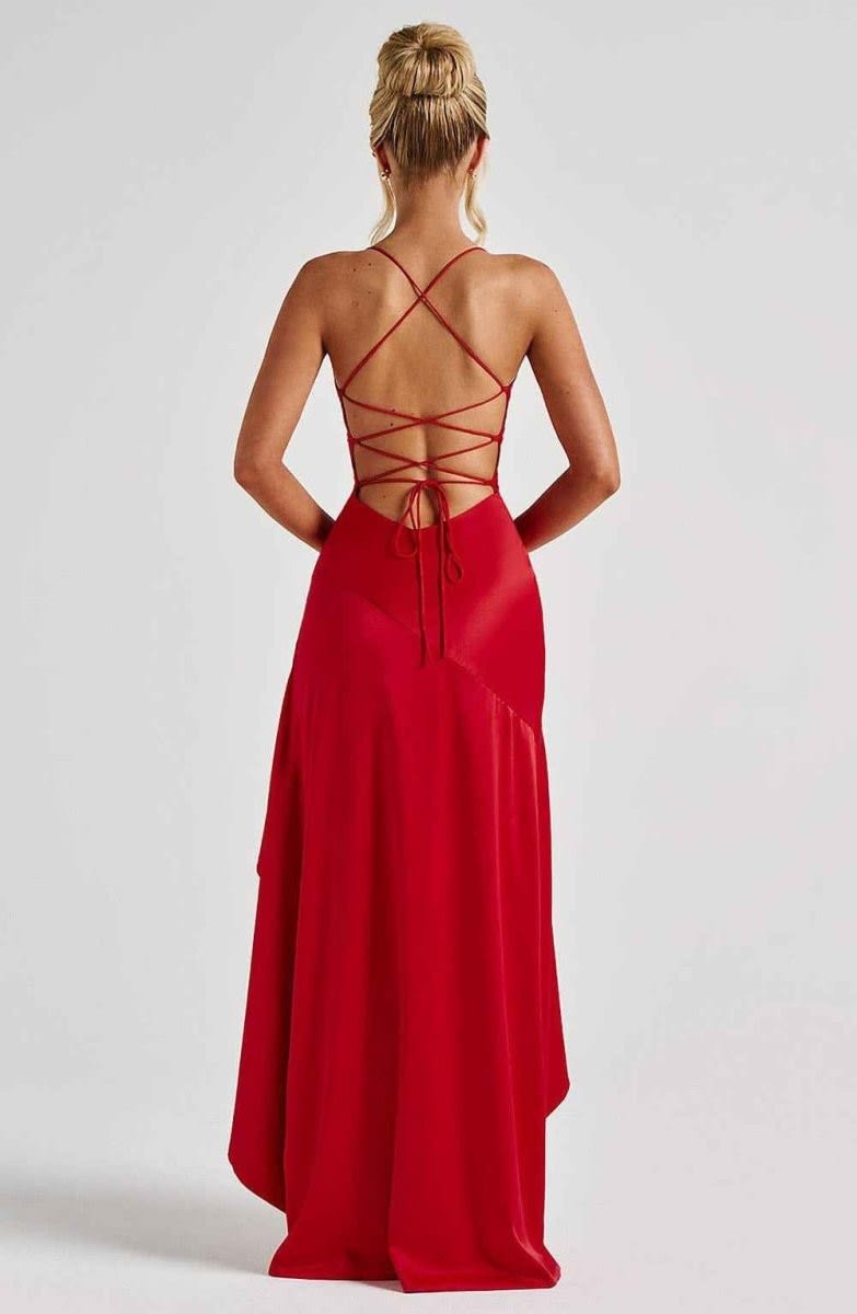 Rosalyn Satin Ruffle Hem Maxi Dress_17