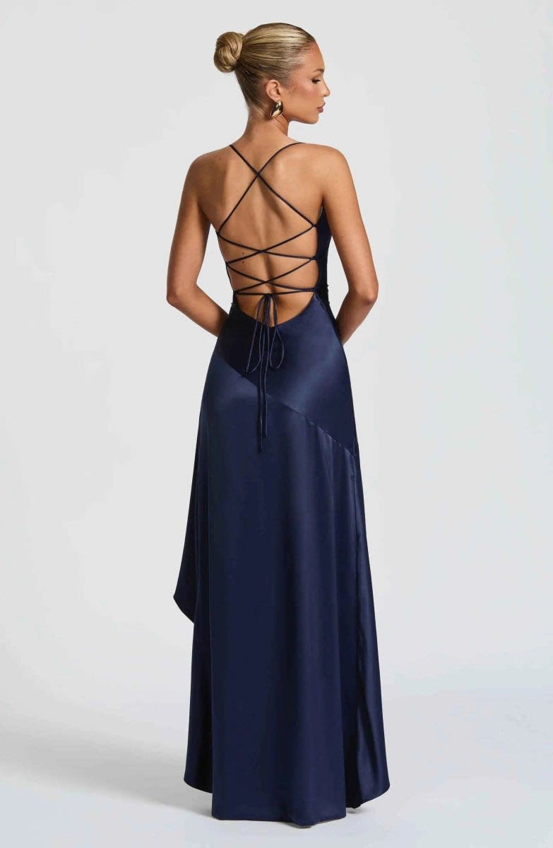 Rosalyn Satin Ruffle Hem Maxi Dress_7