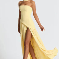 Jessamine Halterneck Wedding Guest Maxi Dress with High Slit