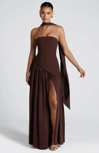 Jessamine Halterneck Wedding Guest Maxi Dress with High Slit