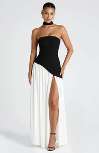 Jessamine Halterneck Wedding Guest Maxi Dress with High Slit