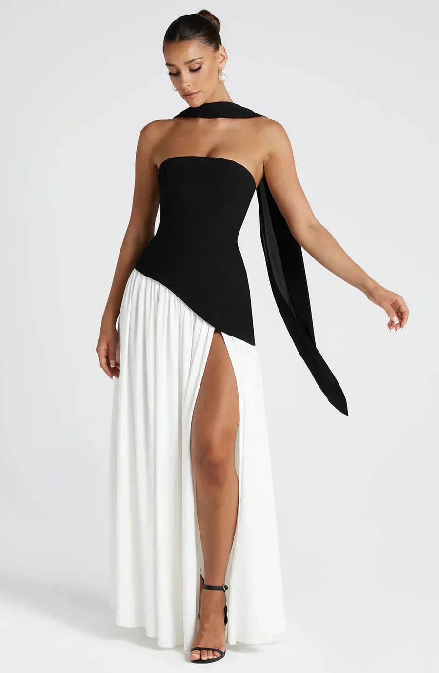 Jessamine Halterneck Wedding Guest Maxi Dress with High Slit_5
