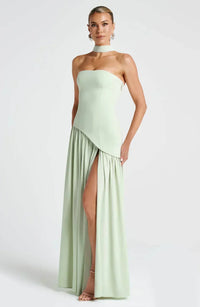 Jessamine Halterneck Wedding Guest Maxi Dress with High Slit