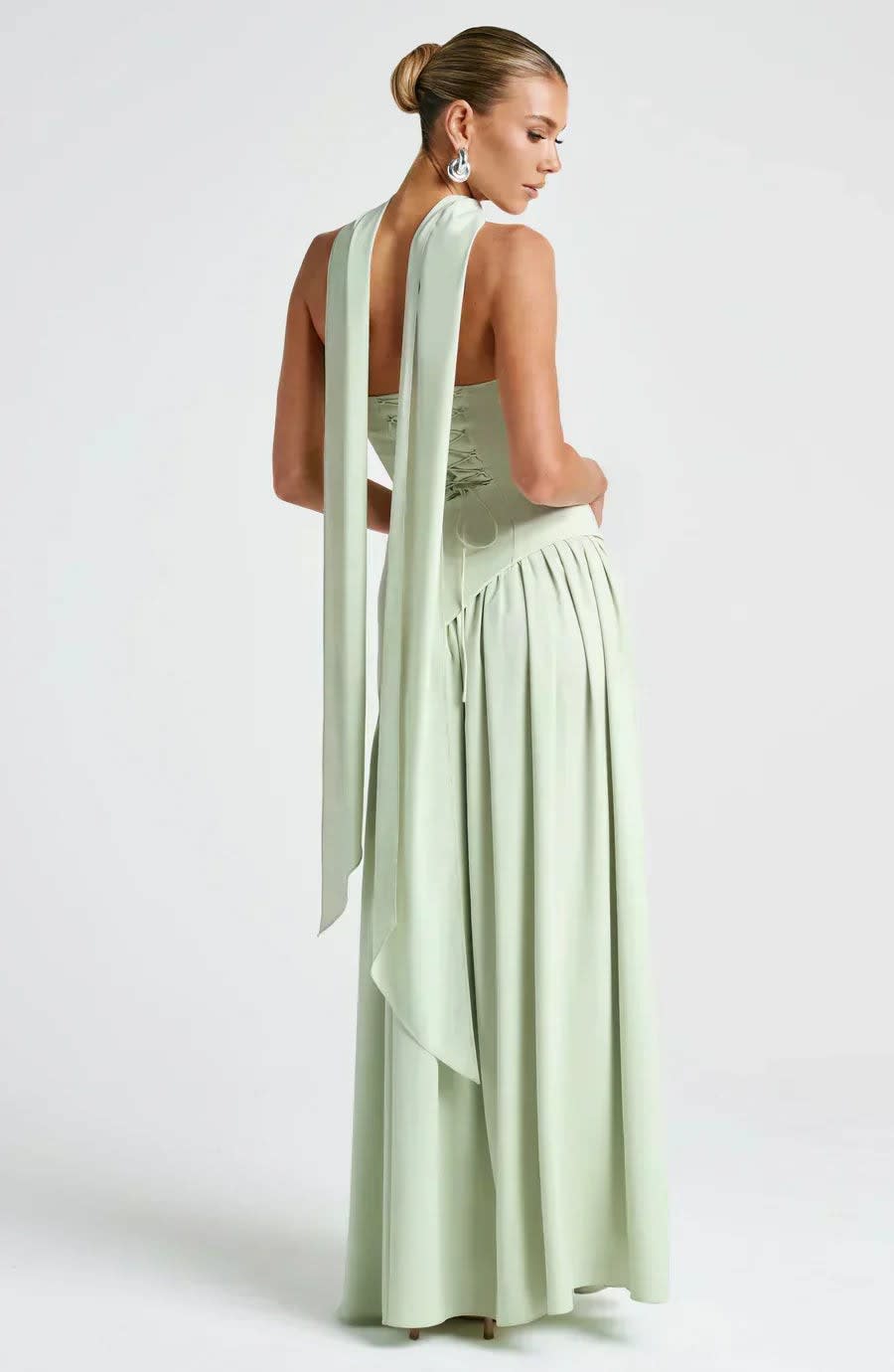 Jessamine Halterneck Wedding Guest Maxi Dress with High Slit_9