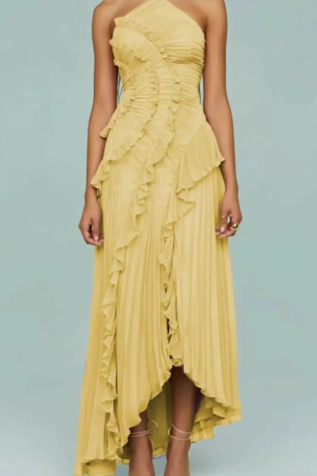 Solene Halterneck Wedding Guest Maxi Dress with Asymmetric Hem_7