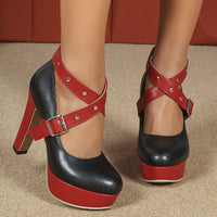 Bailey Contrast Strap Platform Heels