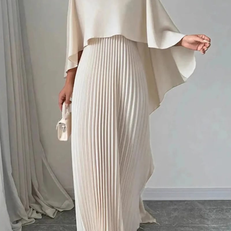 Maeve A-Line Cape Wedding Guest Maxi Dress_1