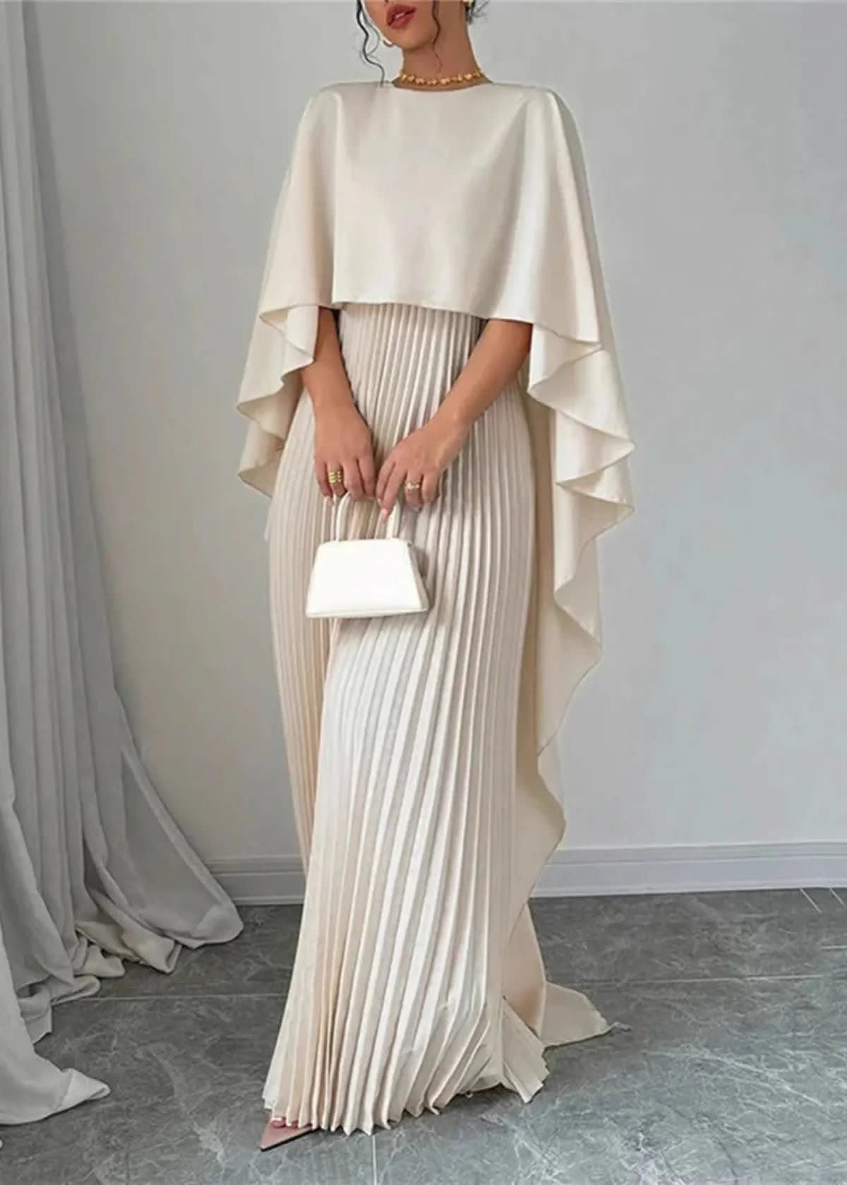 Maeve A-Line Cape Wedding Guest Maxi Dress_3