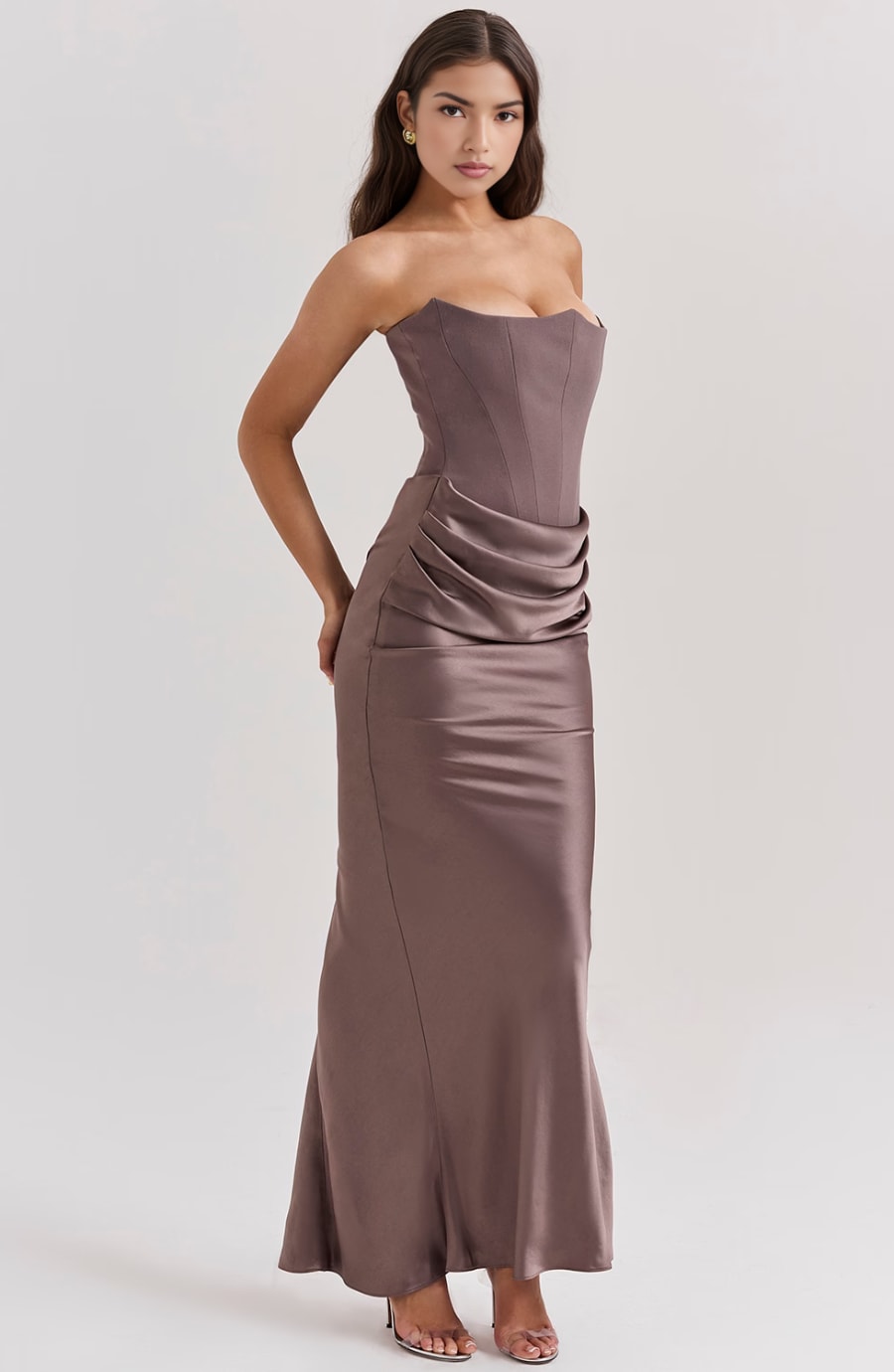 Briony Satin Corset Maxi Dress