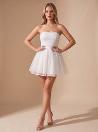 Halle Glitter Strapless Christmas Party Mini Dress