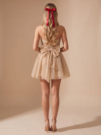 Halle Glitter Strapless Christmas Party Mini Dress