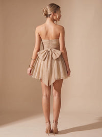 Halle Glitter Strapless Christmas Party Mini Dress