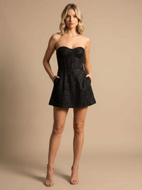 Halle Glitter Strapless Christmas Party Mini Dress