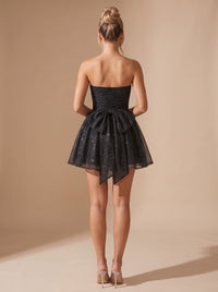 Halle Glitter Strapless Christmas Party Mini Dress