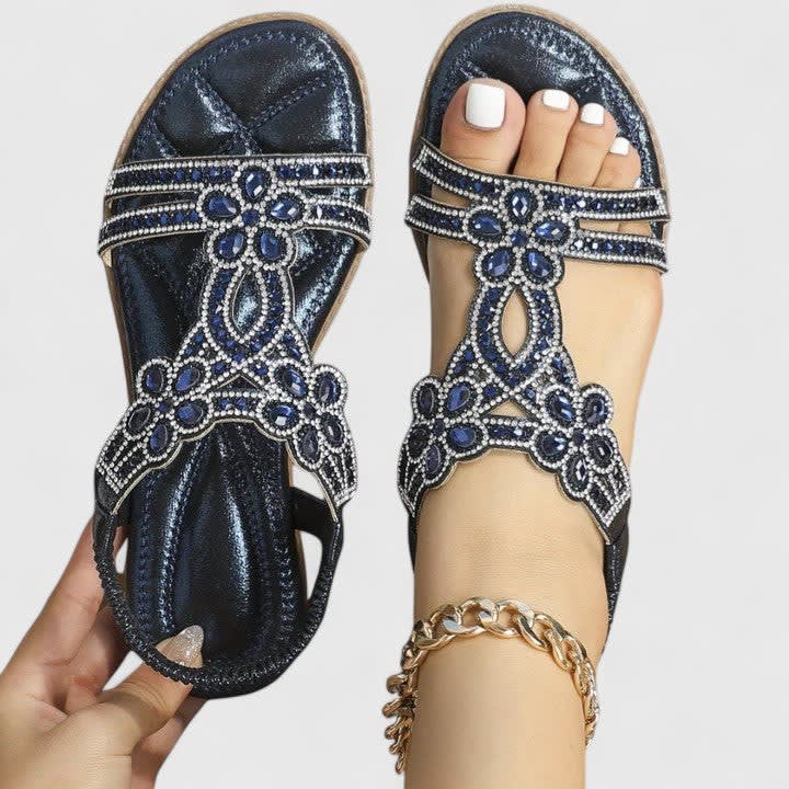 Sylvie Jewelled Flat Orthopedic Sandals_6