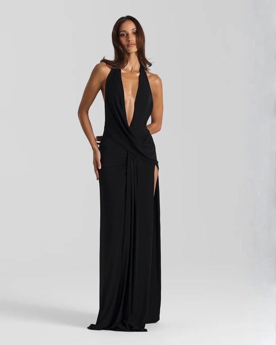 Merryn Halter Neck Backless Maxi Dress