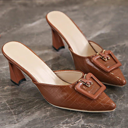 Isolde Yarborough Buckle Block Heel Mules_1