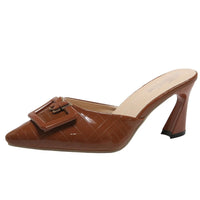 Isolde Yarborough Buckle Block Heel Mules