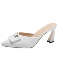 Isolde Yarborough Buckle Block Heel Mules