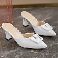 Isolde Yarborough Buckle Block Heel Mules