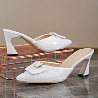 Isolde Yarborough Buckle Block Heel Mules