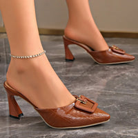 Isolde Yarborough Buckle Block Heel Mules
