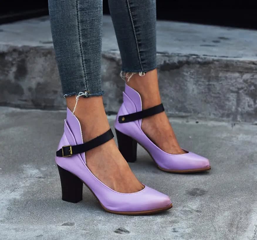 Ingrid Pemberton Two Tone Block Heel Pumps_2