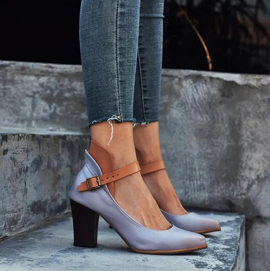 Ingrid Pemberton Two Tone Block Heel Pumps_4
