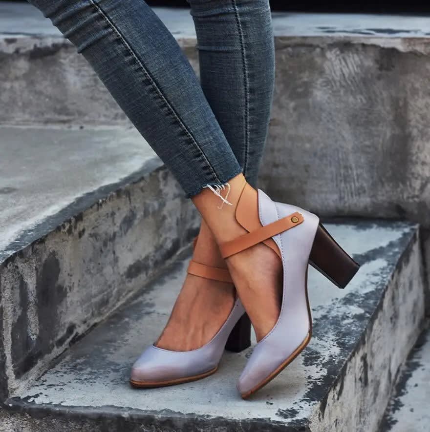Ingrid Pemberton Two Tone Block Heel Pumps