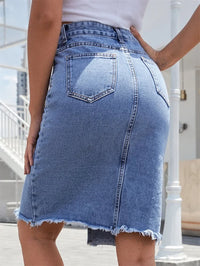 Amelie Ashford High Waist Front Slit Denim Skirt