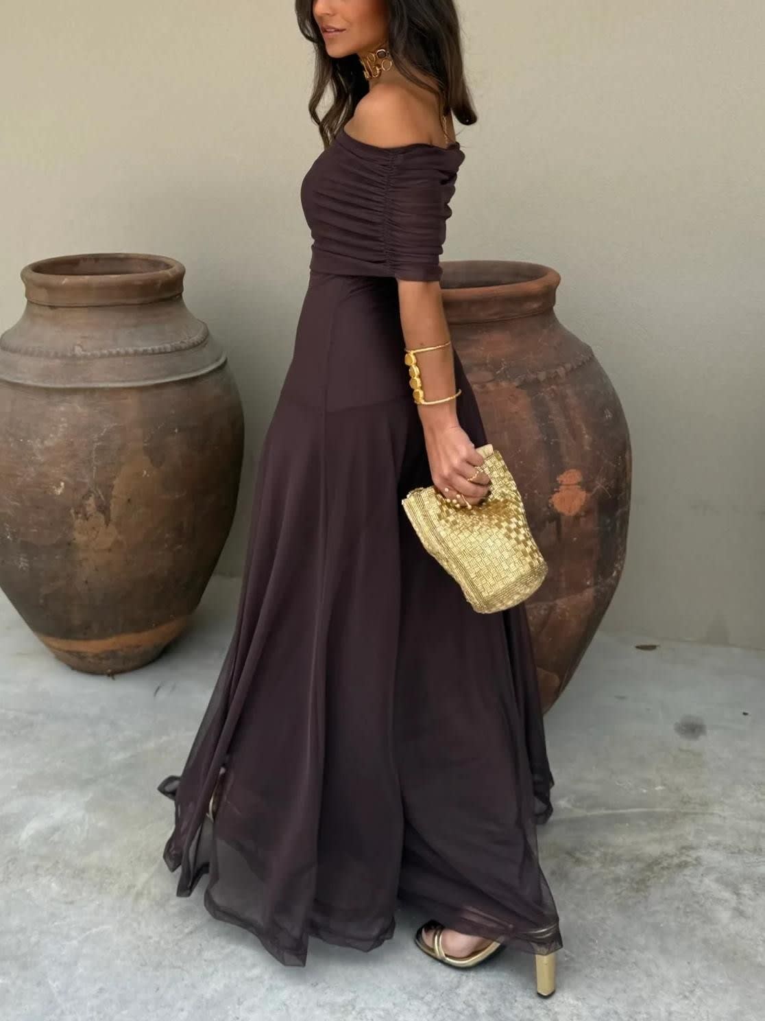 Livia Off Shoulder Chiffon Wedding Guest Maxi Dress_3