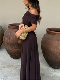 Livia Off Shoulder Chiffon Wedding Guest Maxi Dress