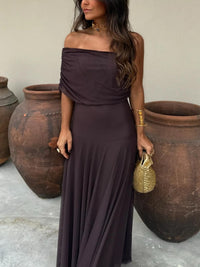 Livia Off Shoulder Chiffon Wedding Guest Maxi Dress
