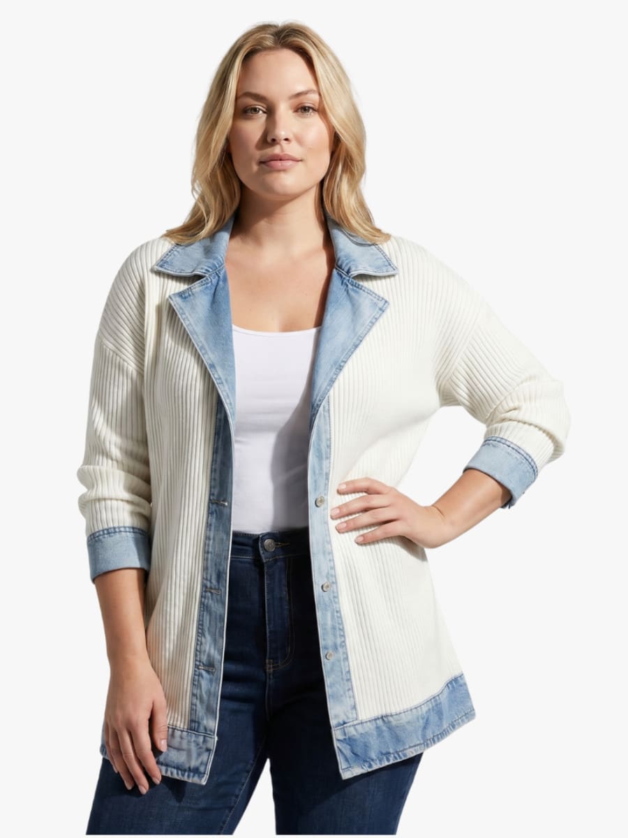 Ursa Ribbed Knit Denim Jacket