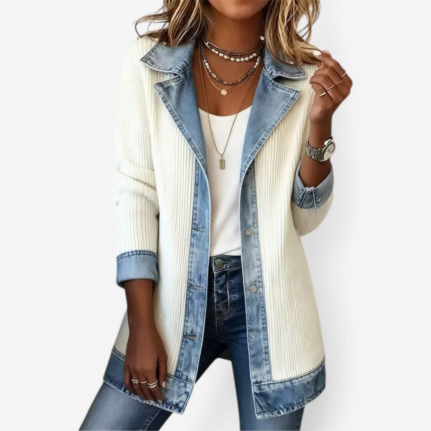 Ursa Ribbed Knit Denim Jacket_2