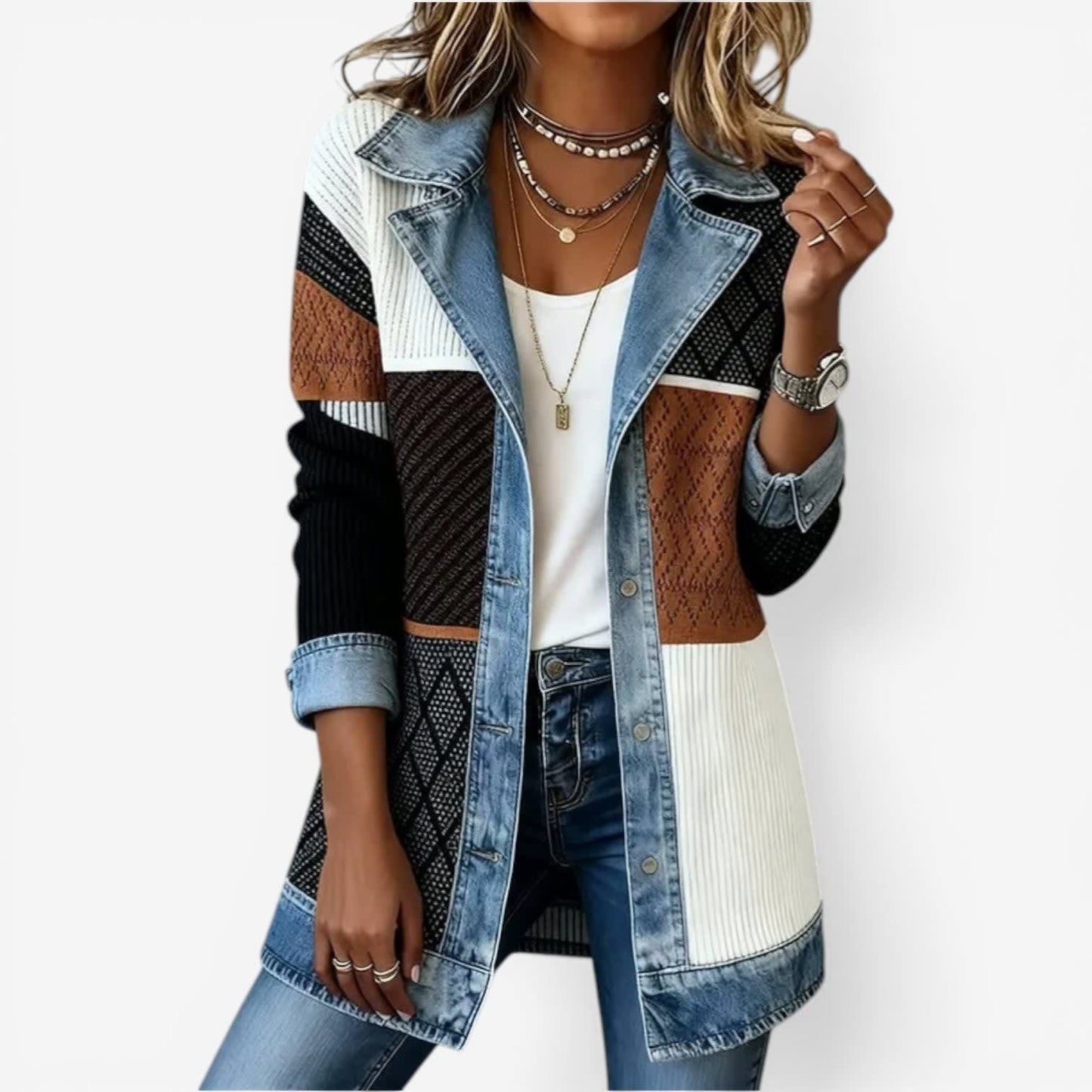 Ursa Ribbed Knit Denim Jacket_3