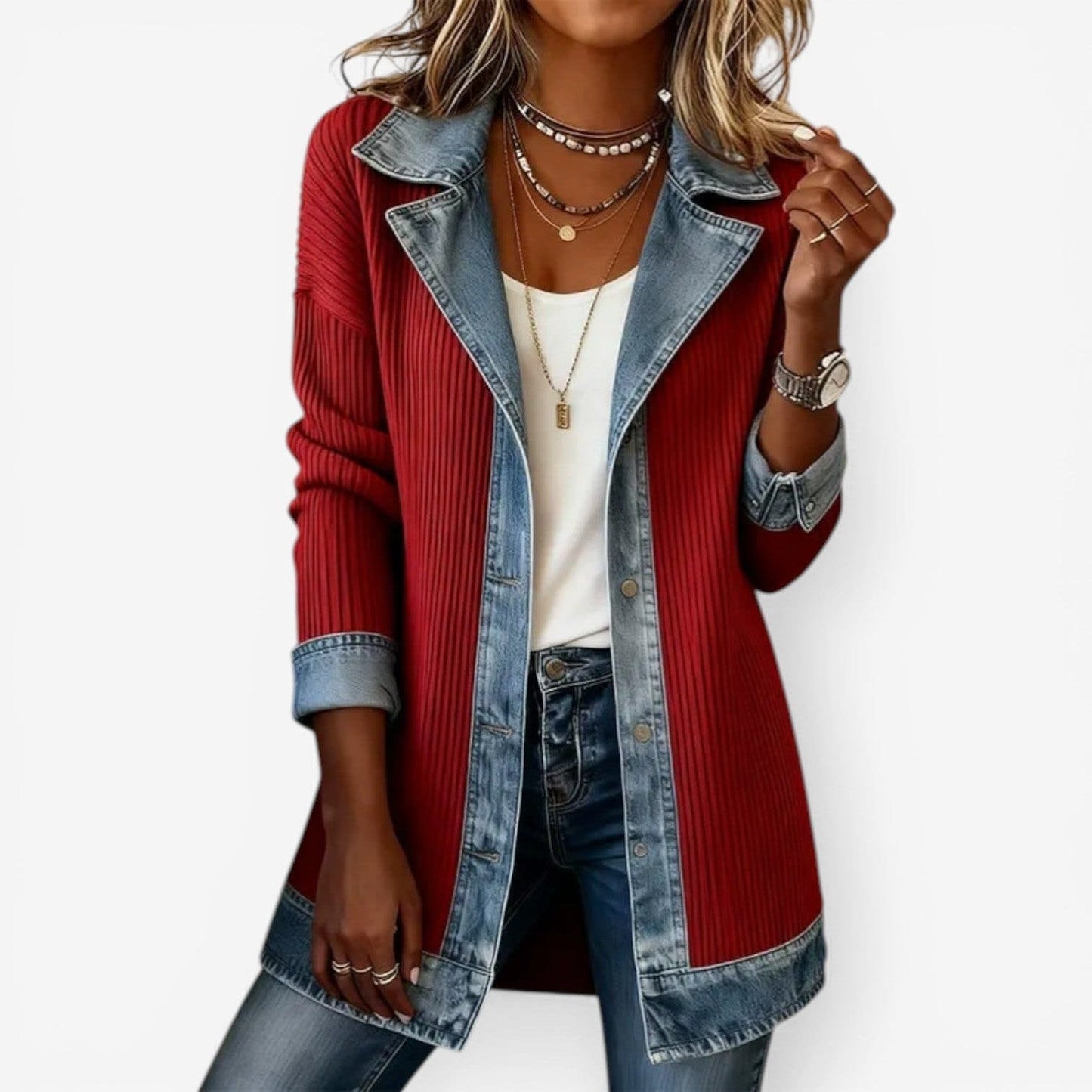 Ursa Ribbed Knit Denim Jacket_5