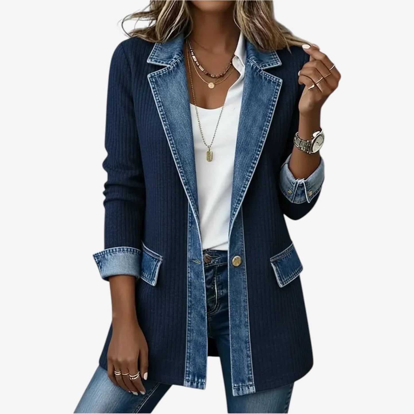 Ursa Ribbed Knit Denim Jacket_7