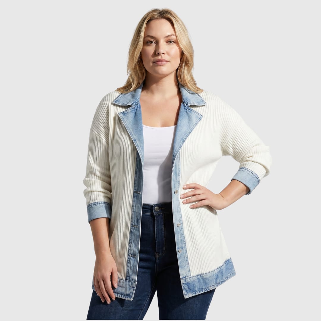 Ursa Ribbed Knit Denim Jacket