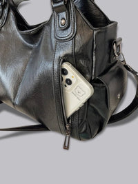 Shae Multi Pocket Leather Shoulder Bag