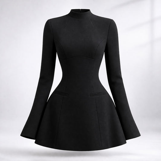 Hilary Long Sleeve Cocktail Mini Dress_1