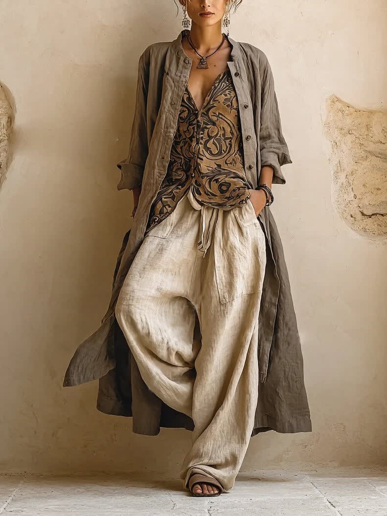 Elyse Linen Blend Wide Leg Three Piece Set_1