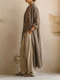 Elyse Linen Blend Wide Leg Three Piece Set