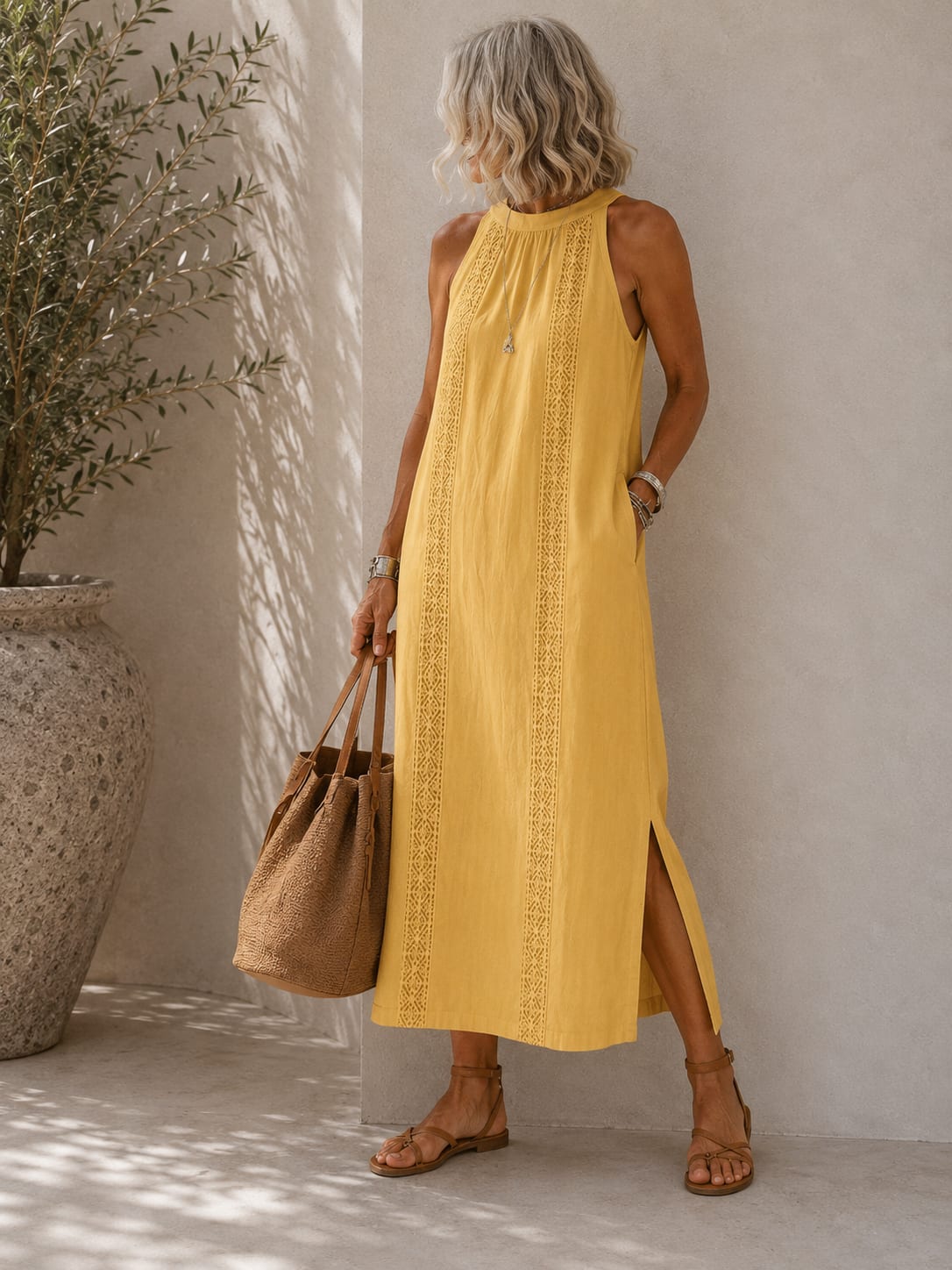 Lilian Lace Panel Sleeveless Maxi Dress_2
