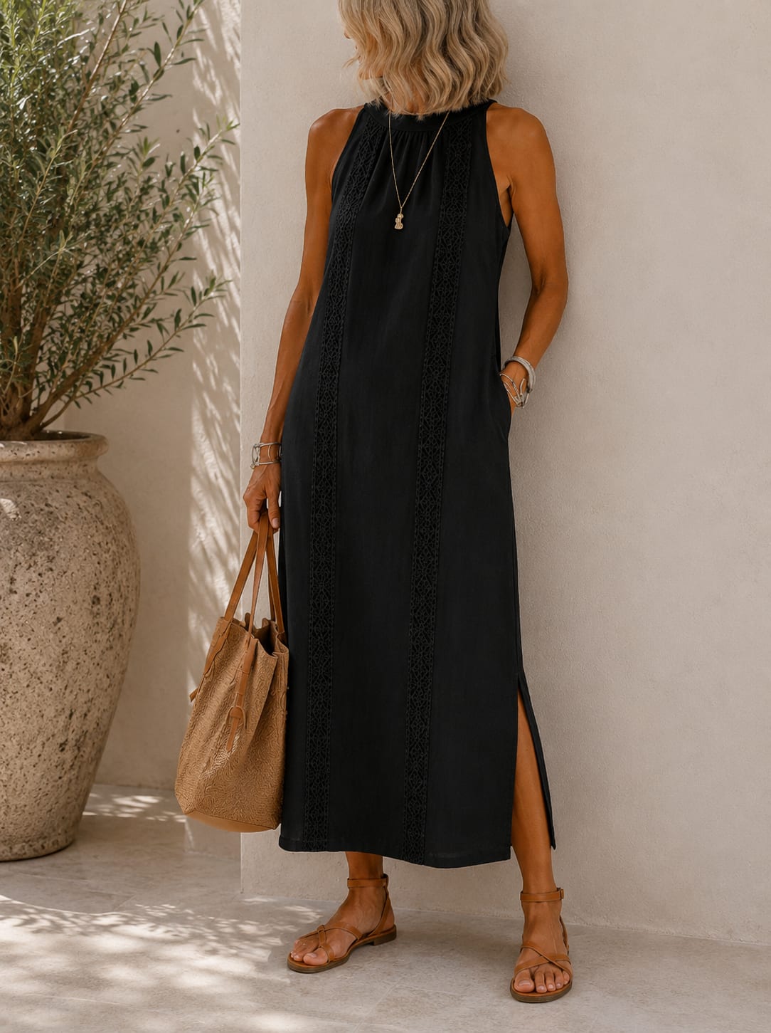 Lilian Lace Panel Sleeveless Maxi Dress_6