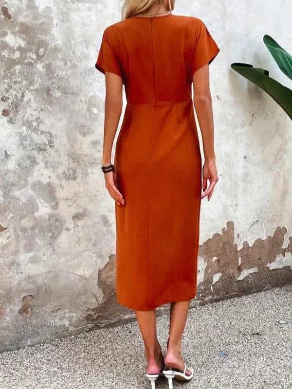 Greta Draped Wrap Wedding Guest Midi Dress_5